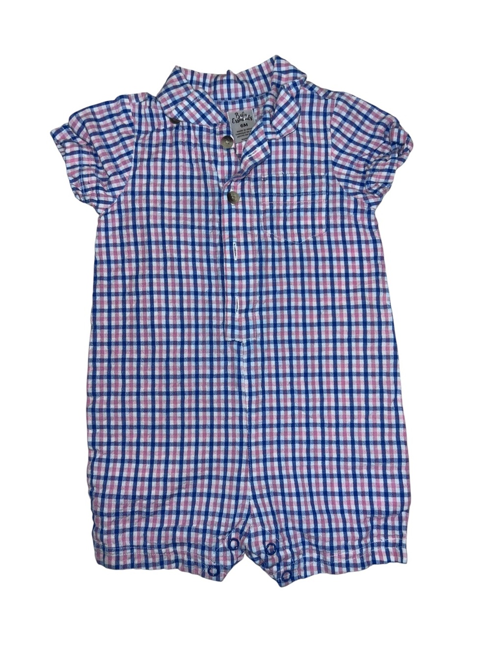 Baby Essentials Pink & Blue Plaid Baby Romper